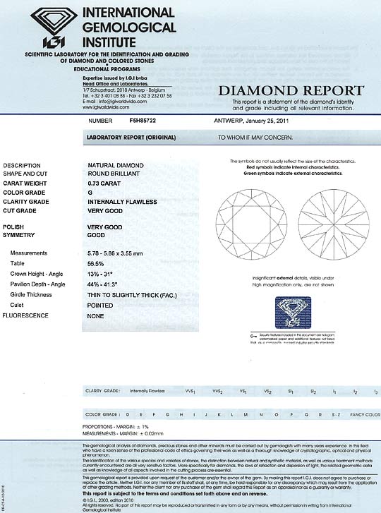 Foto 9 - Diamant 0,73 ct Brillant IGI Lupenrein Top Wesselton G, D6163