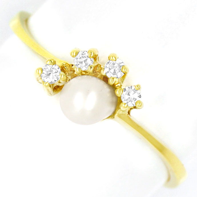 Foto 2 - Bezaubernder Diamanten-Ring mit Perle in 585er Gelbgold, R8467
