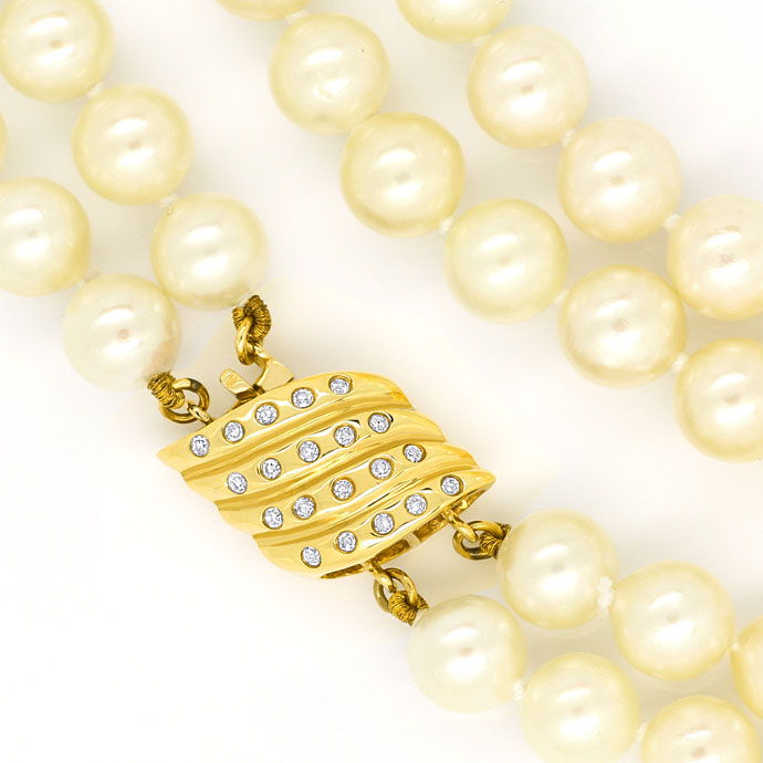 Foto 2 - Zweireihiges Perlenkollier mit Diamanten-Gold-Verschluss, R9095